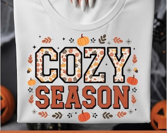 Cozy Season Pumpkin PNG: Preppy Fall Sublimation Design (Digital Download)