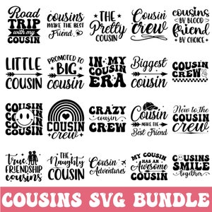 Cousins SVG Bundle, Cousin Crew svg, Cousin Shirt Svg, Cousins Quotes Svg, Reunião de família, Arquivos de corte de reunião de família para Cricut