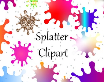 Färgstänk Clipart Set: Färgglada Splats SVG Bundle (Digital Nedladdning)
