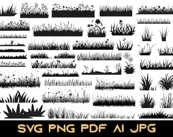 Grass Silhouette SVG Bundle: Rasen & Wildes Gras Clipart (digitaler Download)
