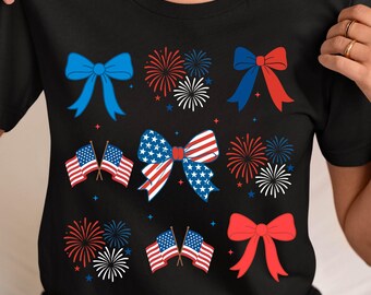 Coquette 4th of July PNG: American Flag Bow Design (Digital Download)