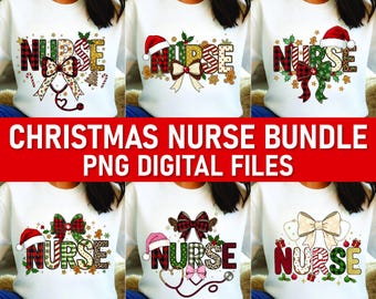 PNG-bundel kerstverpleegster: feestelijke feestdagen (digitale download)