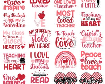 Pacchetto SVG per insegnanti di San Valentino: citazioni per insegnanti, design per magliette (download digitale)