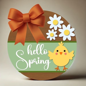 Hello Spring Sign Svg, Spring Flower Decor File, Spring Door Hanger Svg Png, Spring Laser Cut Files, Laser Cut Svg Glowforge
