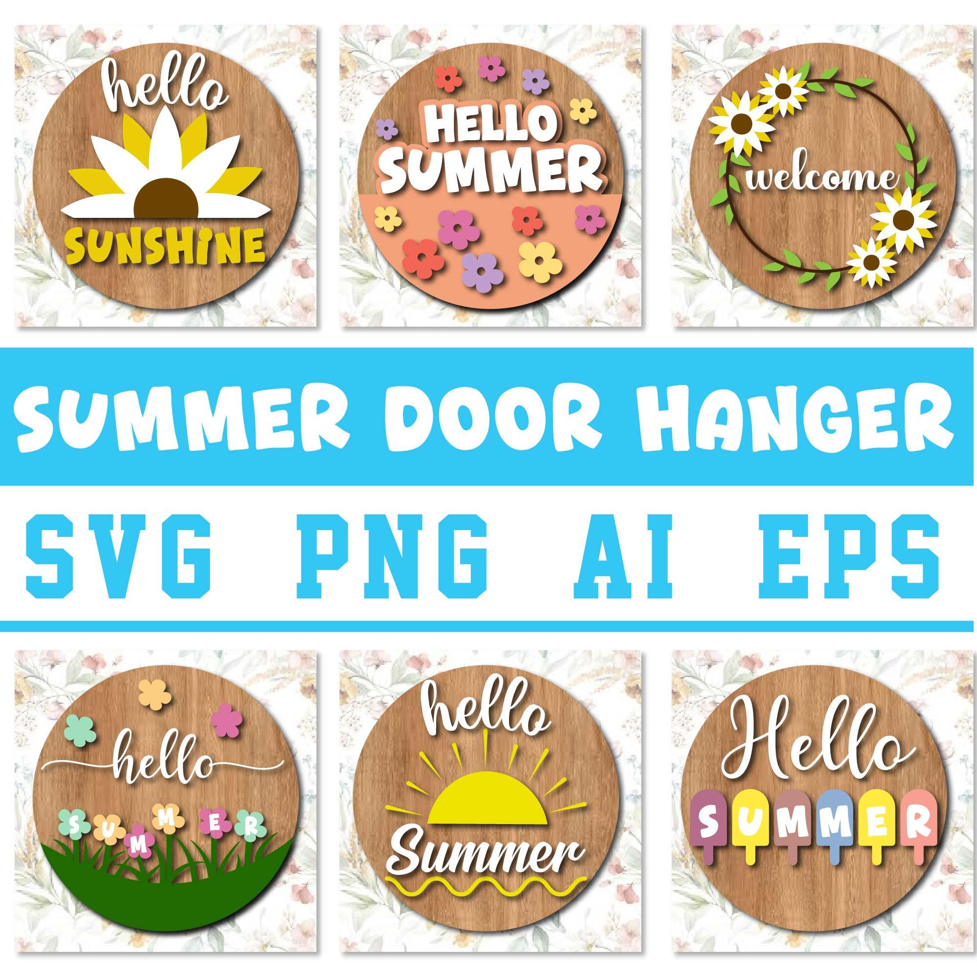 Summer Door Hanger SVG Bundle: Welcome Sign Laser Cut Files (digital ...