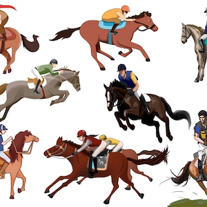 Paardrijden paardensport clipart, rennend paard illustraties, paard en ruiter SVG, hippische grafische kunst, Instant Download