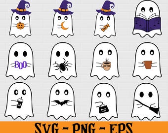 Coffee Ghost Halloween Clipart, SVG PNG (Digital Download)