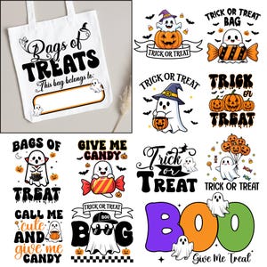 Halloween Trick or Treat Bag SVG Bundle: Candy Bags, Gift Designs (Digital Download