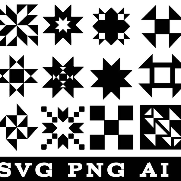 Quilting Blocks Svg, Barn Quilt Svg, Quilting Block Svg Bundle, Quilt Block Svg Files, Quilt Block Pattern, Quilt Geometric Pattern Svg