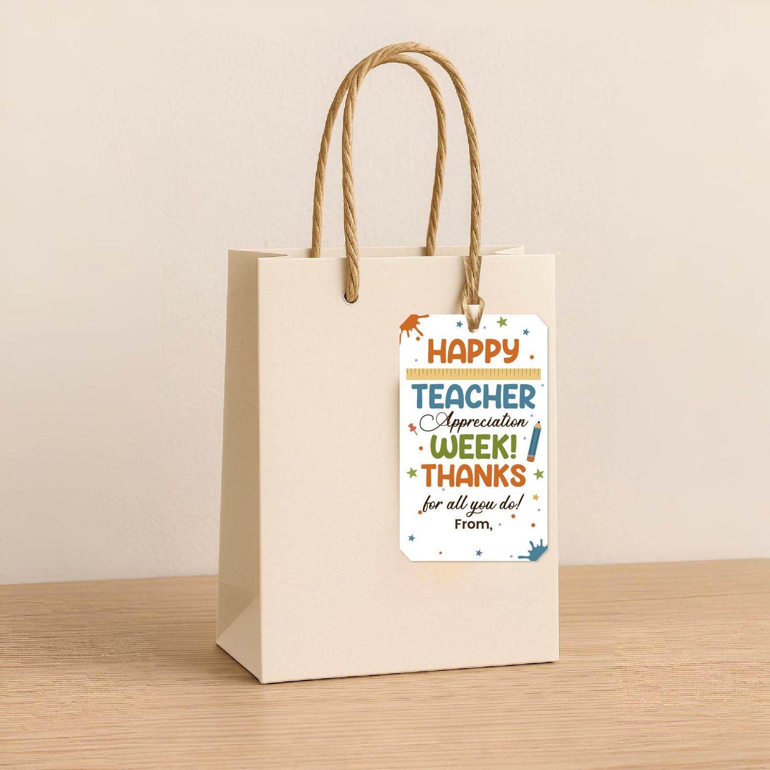 Editable Teacher Appreciation Gift Tag, Printable Thank You Label (SVG ...
