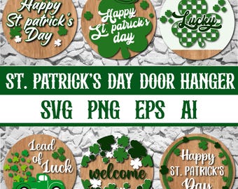 St Patricks Door Sign Bundle: Laser Cut SVG PNG (Digital Download)