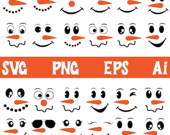 Snowman Face SVG Bundle: Christmas Cut Files (Digital Download)