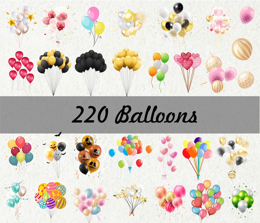 Christmas Balloons Clipart, Balloons Graphics Mega Bundle SVG, Colorful