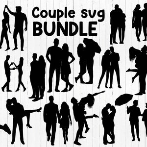 Paquete SVG de pareja, paquete SVG de amor, archivo de corte de boda, silueta de pareja, vector de imágenes prediseñadas de pareja, archivo de corte de pareja de amantes Descarga instantánea PNG
