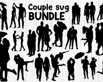 Couple Silhouette SVG Bundle: Wedding Cut Files (Digital Download)