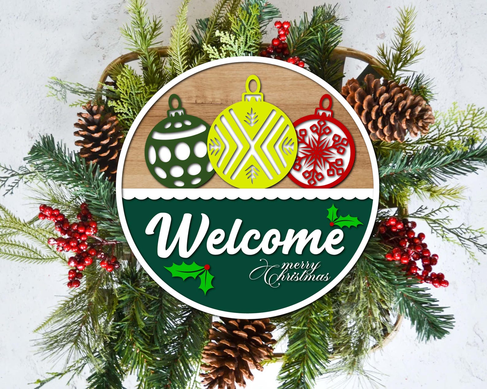 Christmas Door Hanger SVG Bundle | Welcome Sign Glowforge Laser Cut ...