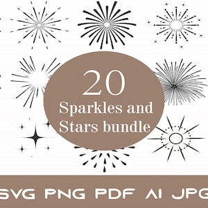 Sparkle SVG Bundle | Sparkling Star Cut Files | Star Silhouette SVG | Sparkle Stars PNG | Cricut Instant Digital Download
