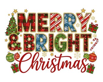 レトロなメリークリスマス PNG：ホリデーオーナメントクリップアート（デジタルダウンロード）