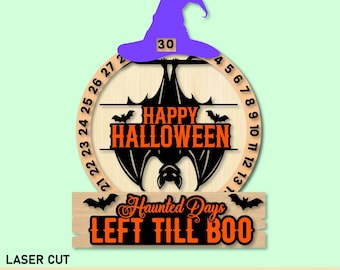 ハロウィーンカウントダウンカレンダーSVG：お化け屋敷、コウモリ、幽霊（デジタルダウンロード）