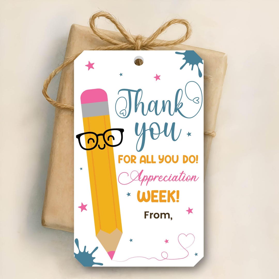 Printable Teacher Appreciation Gift Tags: Editable Thank You Template ...