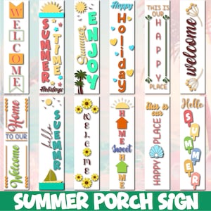Veranda Zeichen SVG Bundle, Willkommensschild SVG Bundle, Sommer Veranda geschnitten, Sommer Türschild, Sommer vertikales Zeichen Sofortiger Download