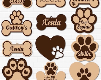 Pacchetto SVG di ornamenti natalizi per cani: impronta di zampa, file tagliati al laser (download digitale)