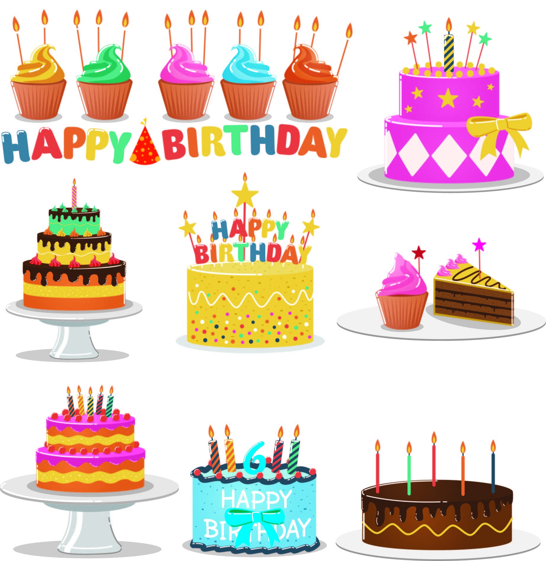 Birthday Cakes Clipart Birthday Celebration Cakes Candles - Etsy Birthday Cakes Clipart Birthday Celebration Cakes Candles - Etsy