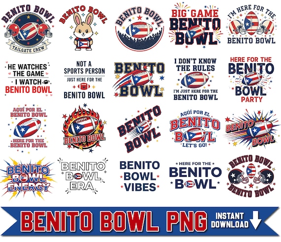 Benito Bowl PNG Bundle: Puerto Rico Football Sublimation Designs (Digital Download)