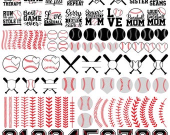 Paquete de archivos SVG de béisbol: diseños para camisetas, gráficos para mamás (descarga digital)