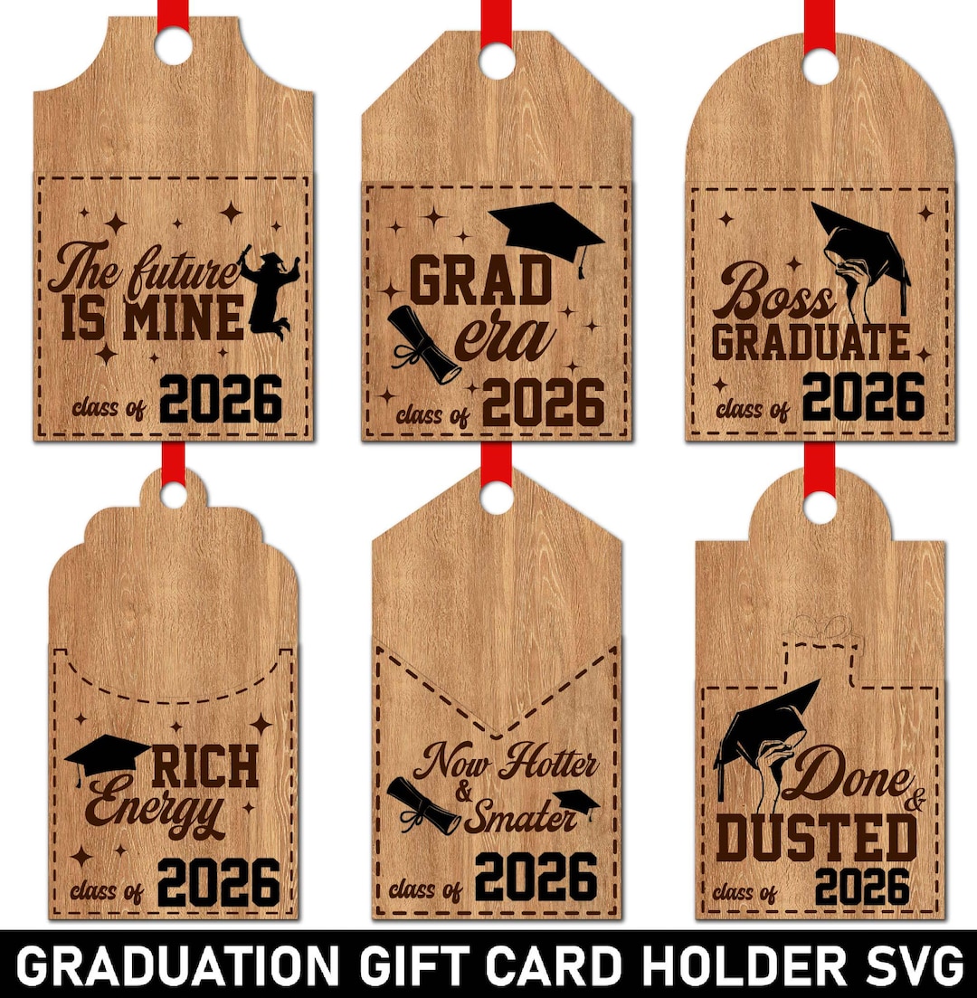 Graduation Gift Card Holder SVG Bundle, Class of 2026 Laser Cut File ...
