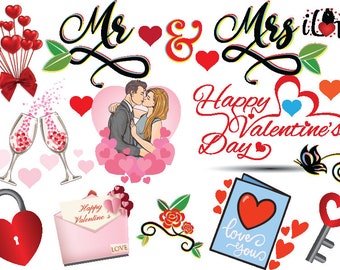Valentines Day Clipart SVG, valentines clip art, Love Couple Heart Clipart, Boyfriend Girlfriend, Commercial Use Instant Download Vector