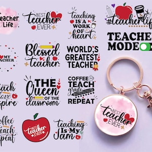 Valentines Keychain SVG, Round Keychain Svg Bundle, Teacher Valentines SVG, Keychain SVG Bundle, Keychain Laser Cut, Valentines File Png