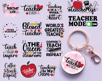 Teacher Valentines Keychain SVG Bundle: Laser Cut File (PNG)