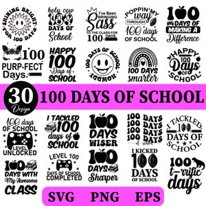 100 Days Of School Svg, 100 Days Brighter, Teacher Svg, School Shirt Svg, Back To School Svg, Kids Shirts Svg, Svg File For Cricut