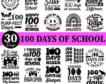 100 dagen school SVG-bundel | Shirtontwerp leraar, png (digitale download)