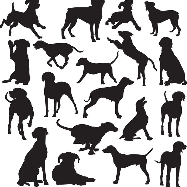 Weimaraner Svg - Weimaraner Dogs Silhouette SVG Bundle, Pet, Dog Svg, Weimaraner Cut Files For Silhouette Digital Download Design