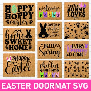 Paillasson de Pâques SVG PNG, svg de paillasson de printemps, chaque lapin bienvenue svg, svg de signe de bienvenue, svg paillasson de ferme, svg drôle de signe