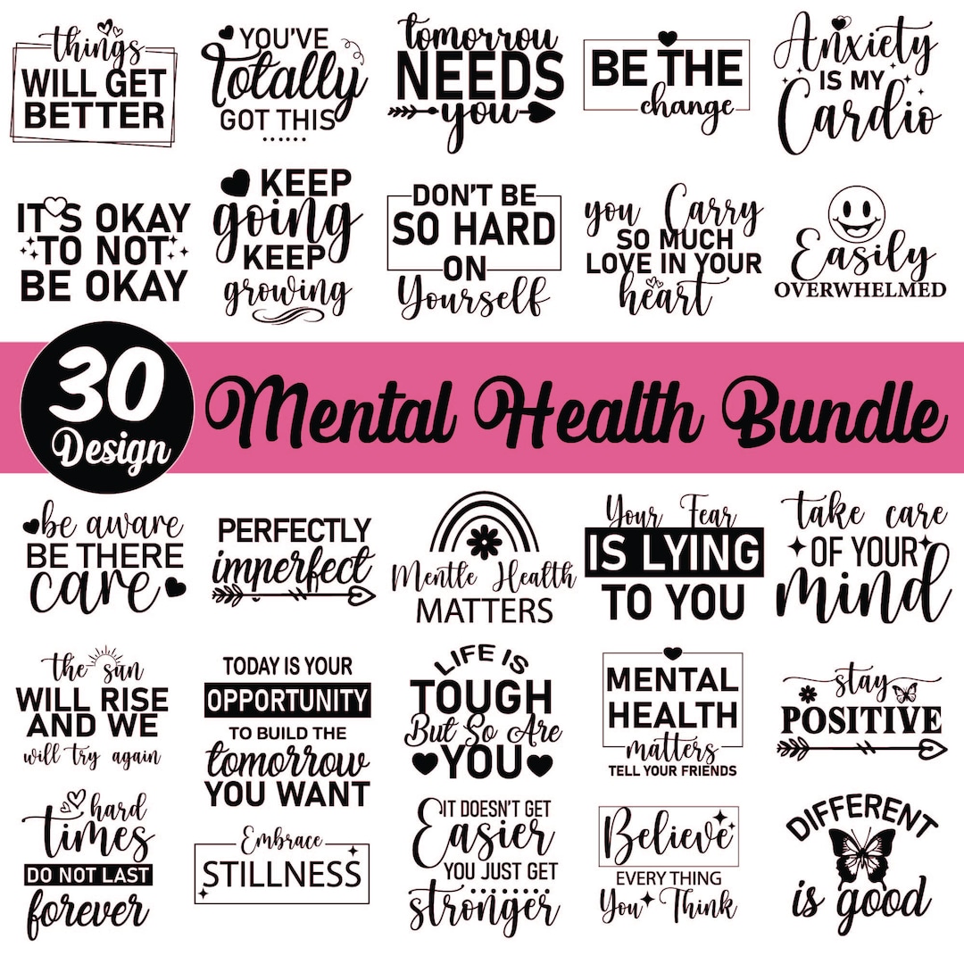 Mental Health Quotes SVG Bundle: Inspirational Designs (digital ...