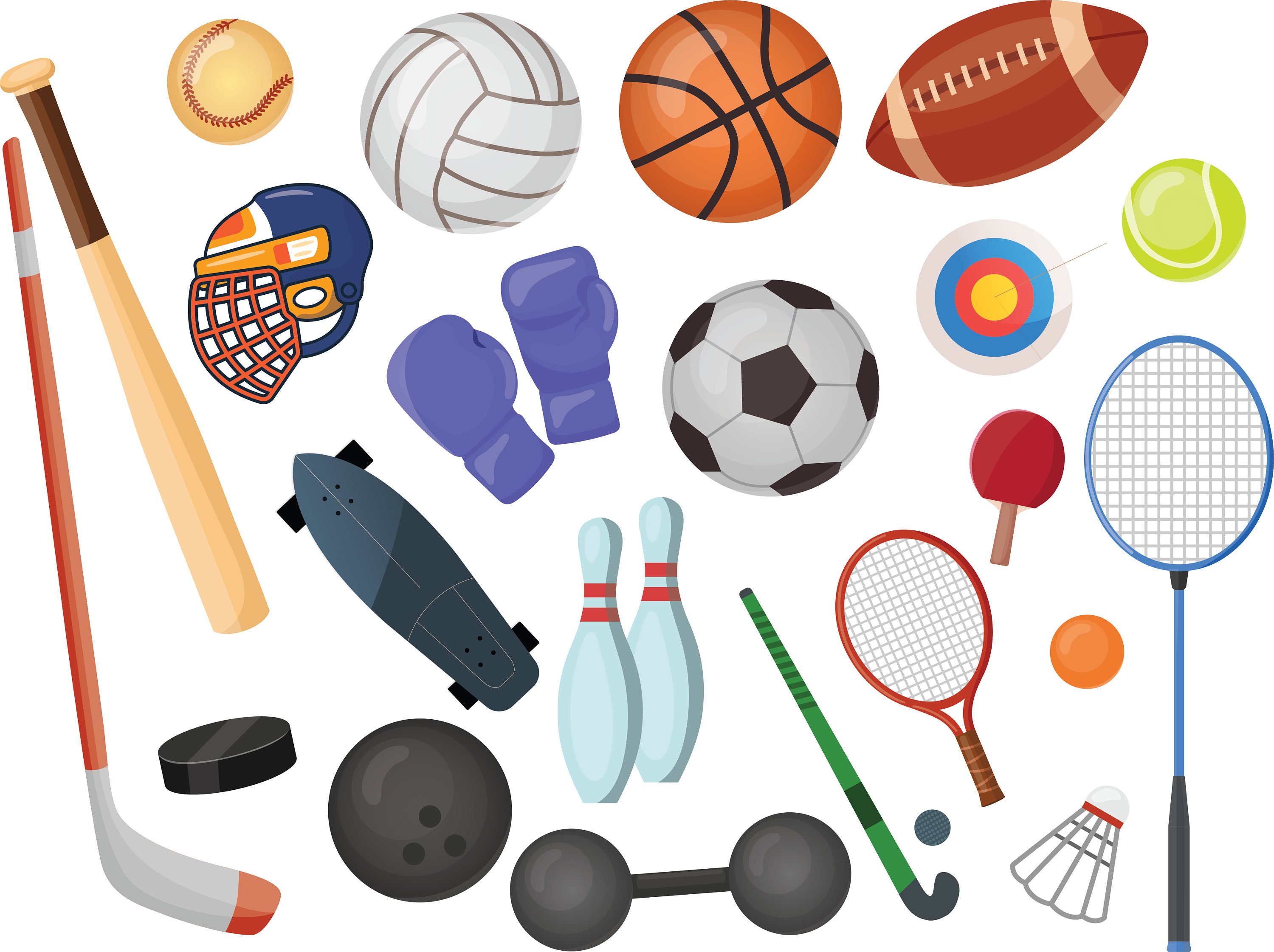 Tilladelse Lav en seng indsprøjte Digital Sports Clipart Sport Equipment Graphics Sports - Etsy