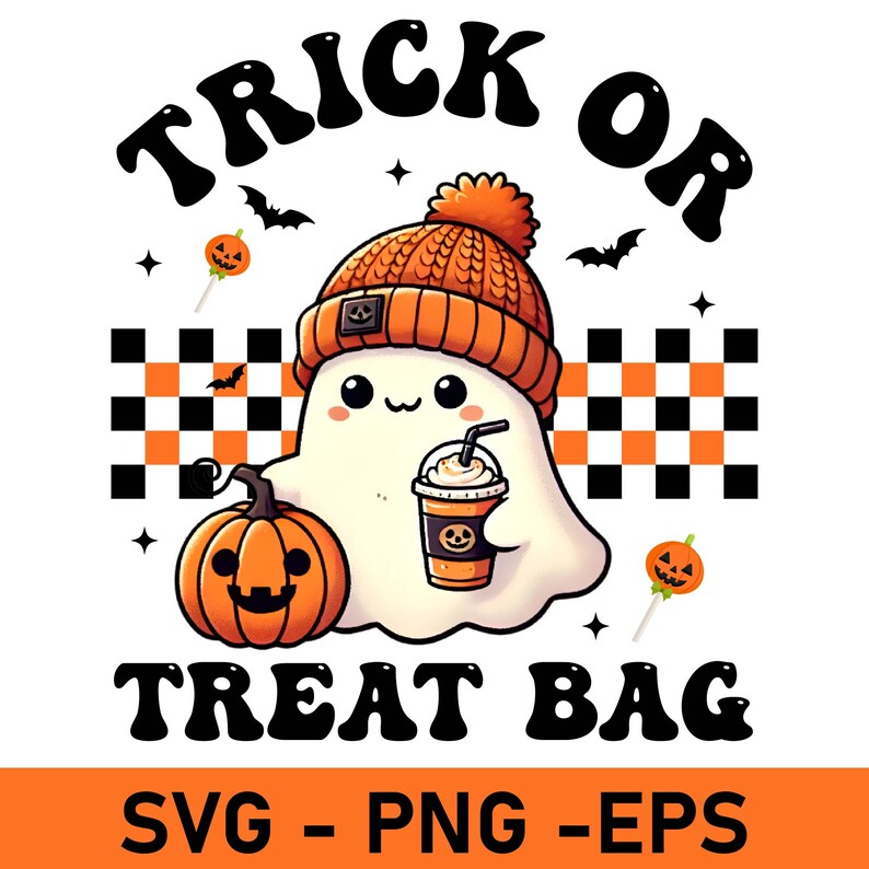 Halloween Tote Bag Designs: Trick or Treat SVG, PNG (Digital Download image 4