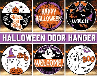 Pacchetto SVG per cartelli per porte di Halloween: file tagliati al laser (download digitale)