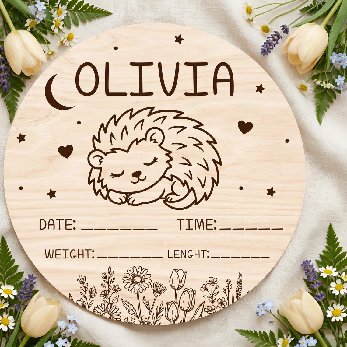 Baby Birth Announcement Laser Cut Sign Bundle | Custom Name & Stats ...