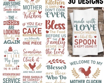 Funny Kitchen Towel SVG Bundle: Humorous Kitchen Sayings (Digital Download)