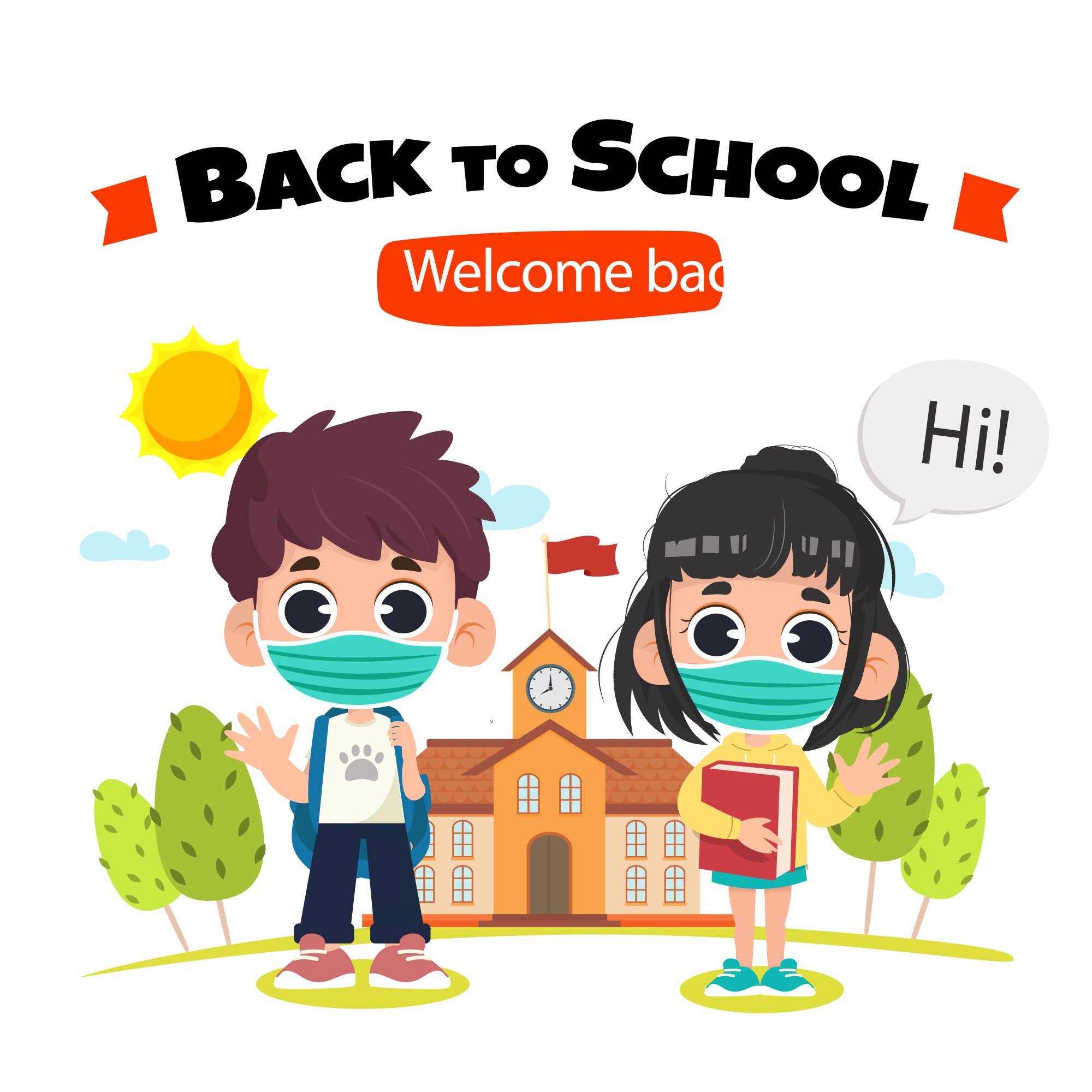 Back To School Clipart Kids Welcome Back To School Graphics Etsy