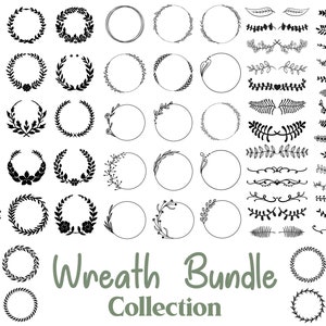 Floral Wreath SVG Bundle: Circle, Heart, Wedding Designs