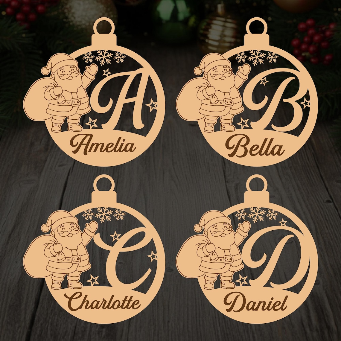 Santa Names Svg Christmas Ornament SVG Bundle | Santa Name Bauble Glowforg Laser Cut ...