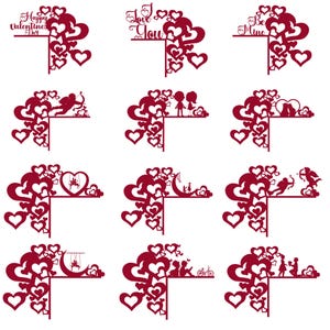Lot d'angle de porte Saint-Valentin, décoration de porte Saint-Valentin, Svg de garniture de porte, plaque de porte de la Saint-Valentin, fichiers Svg découpés au Laser pour Cricut