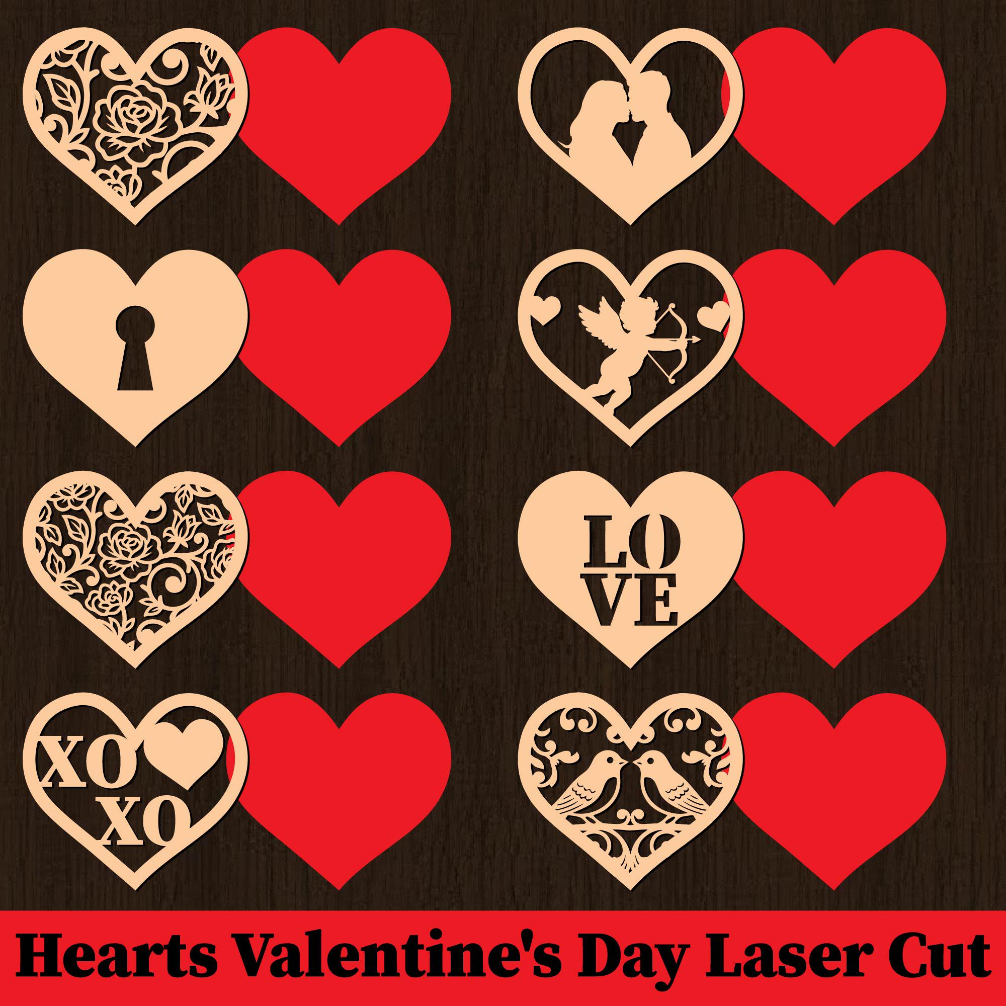 Valentine's Day Hearts Svg Bundle, Valentine's Gift Glowforge Laser Cut ...