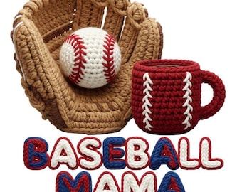Baseball Coquette Mama Png, Crochet Faux Yarn Football Season Sublimation Design for Download