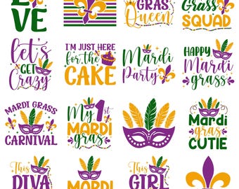 Mardi Gras SVG PNG: T-Shirt Designs, Quotes, Cricut Files